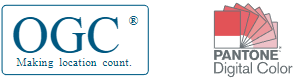 Logos for OGC, PANTONE Digital Color, and Kubernetes