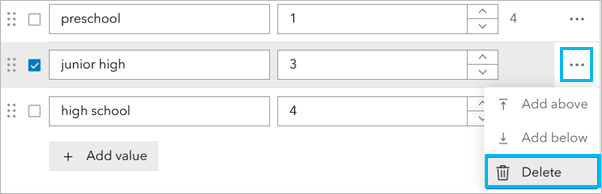 The Delete option deletes the selected row. The Delete option deletes the selected row.