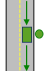  Left side of vehicle with left-hand traffic 